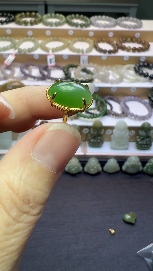 银S925镶嵌戒指和田玉129号链接有一点棉