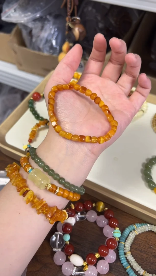 未镶嵌蜜蜡手链妖花蜜蜡随行方块珠手链[1283]