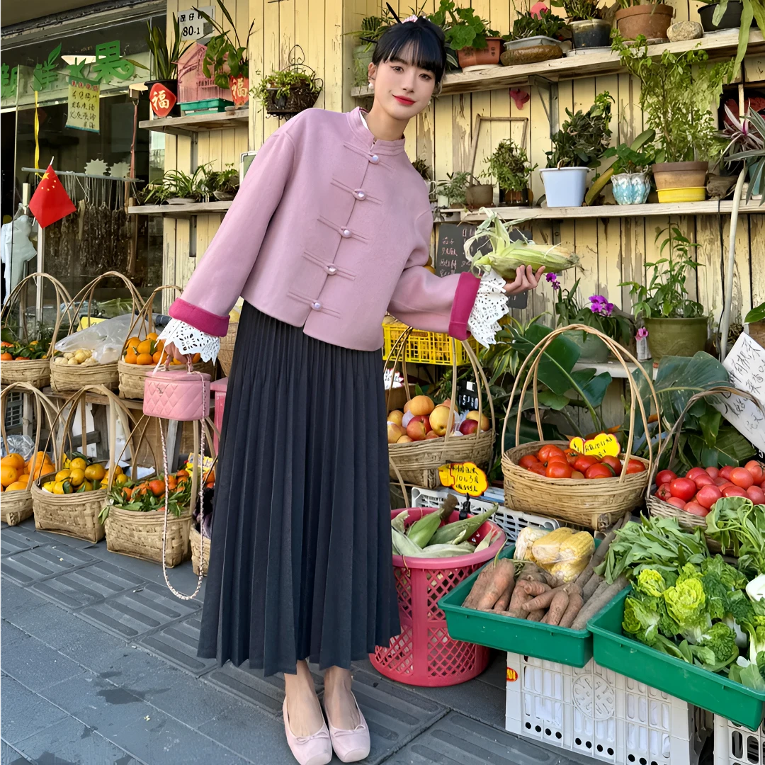 半身裙长裙灰色双压褶半身裙女秋冬新款显瘦百搭中长款a字百褶裙