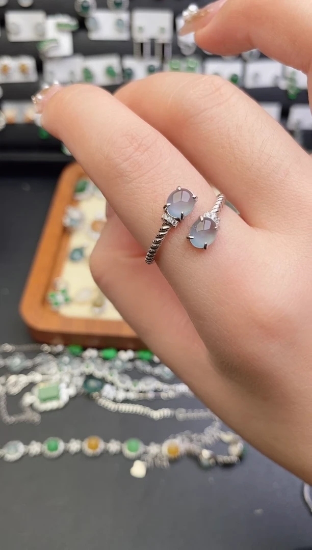 银S925镶嵌戒指翡翠0