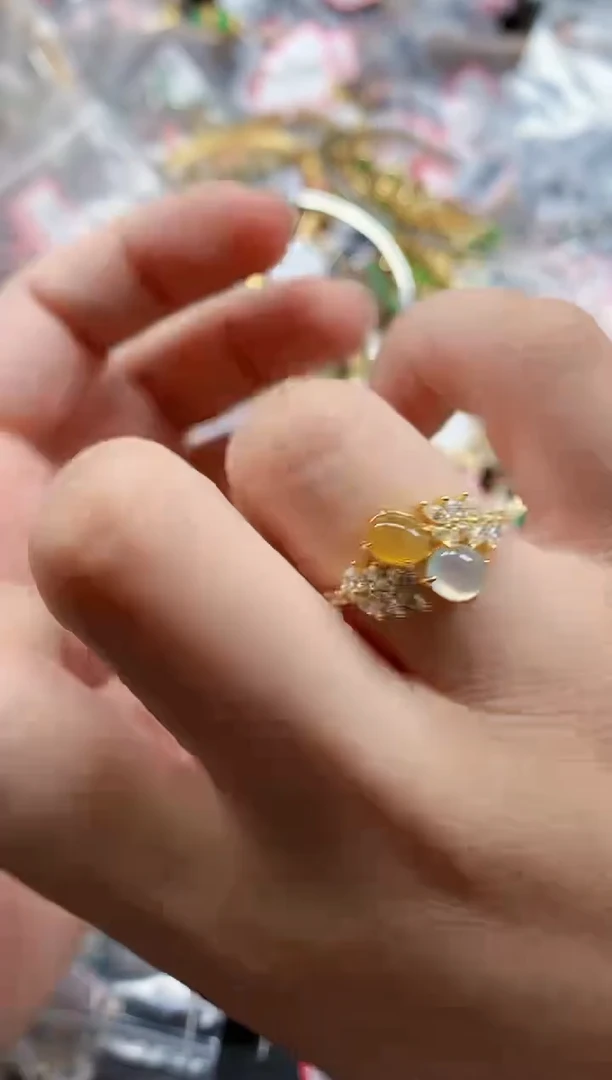 银S925镶嵌戒指翡翠天然A货缅甸翡翠