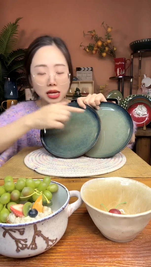 陶瓷8英寸窑变平盘 2件 微瑕
