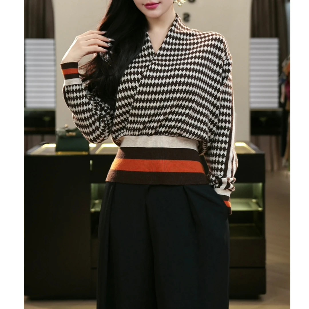 现货2025秋季新款【LT24-Q647】含绵羊毛百搭休闲宽松套头针织衫女