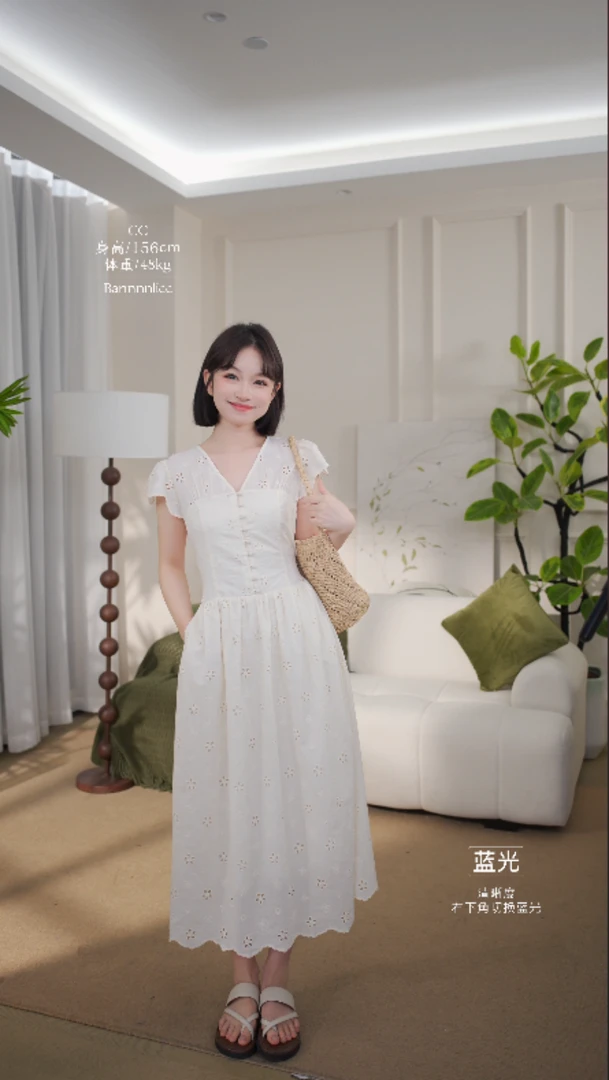 板栗西西【山茶漫记】夏时尚法式百搭显瘦短袖长裙小众设计连衣裙