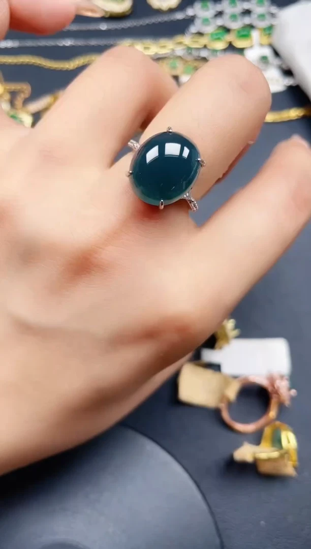 翡翠戒指银S925镶嵌423432