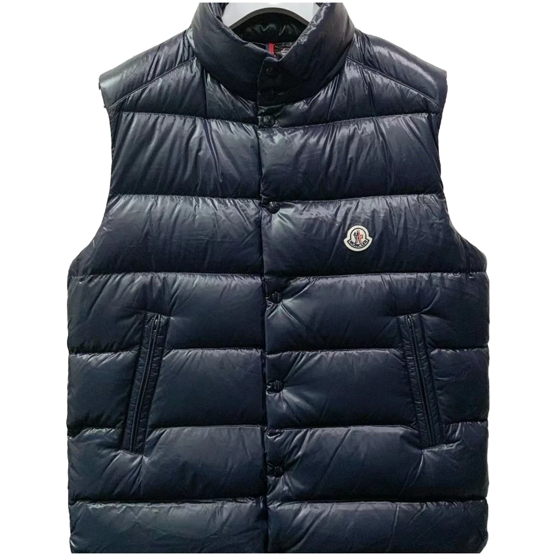 未使用 MONCLER 秋冬 深蓝TIBB胸口Logo羽绒马甲 1A00096