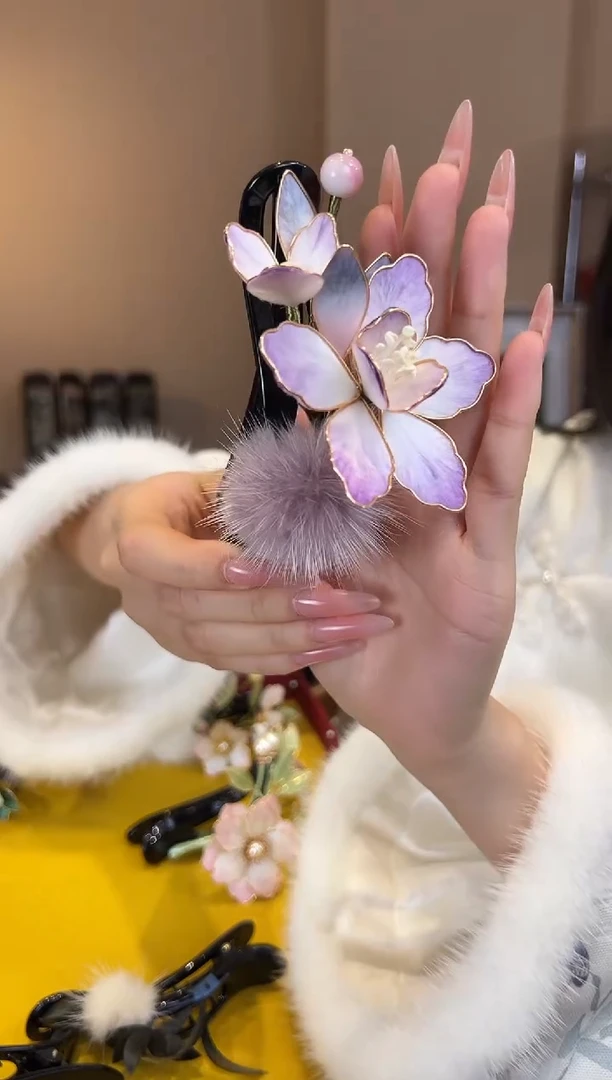 刺绣非遗绒花（发饰）