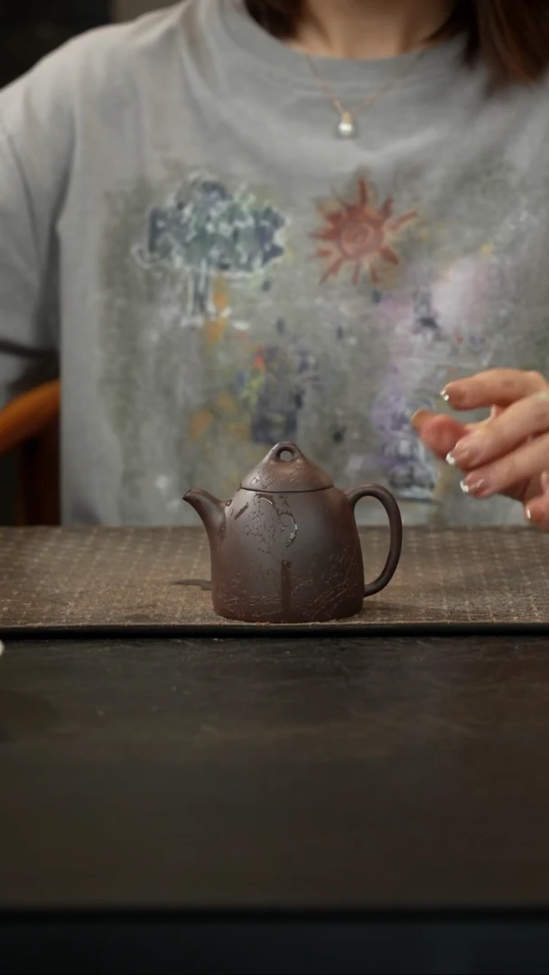 茶壶紫砂天青泥刻绘秦权170cc