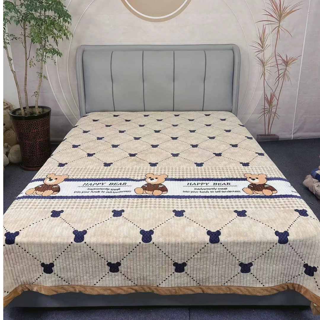 牛奶绒床盖多功能加厚绗缝