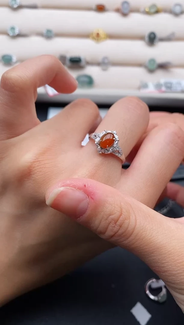 银S925镶嵌戒指翡翠666666+7