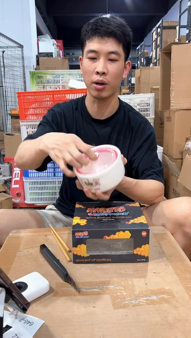 瓷片原盒火影带盖泡面碗