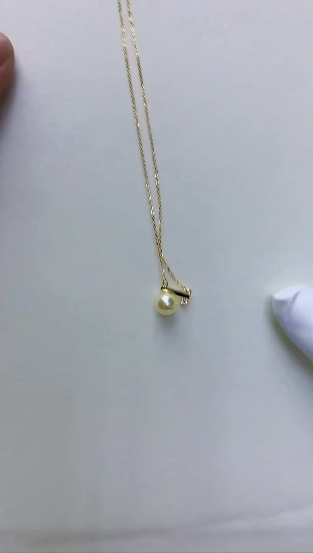 【闪购商品】海水珍珠饰品银S925镶嵌金色平衡木套链