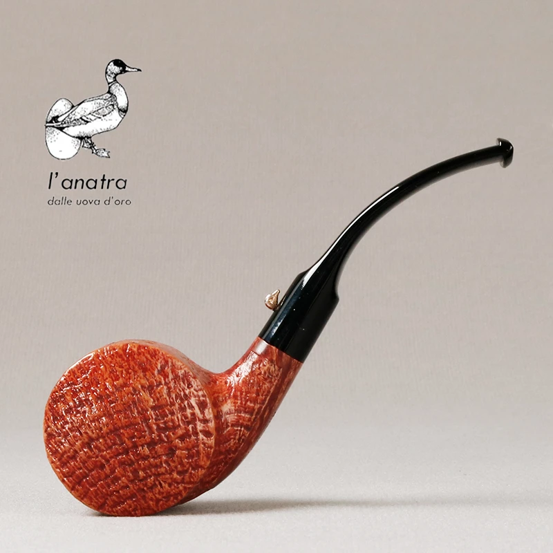 意大利L'anatra 鸭子 浅色喷砂双面鼓 3mm 手工石楠木烟斗