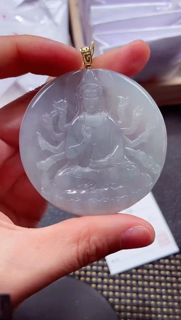 18K金镶嵌挂件翡翠88888