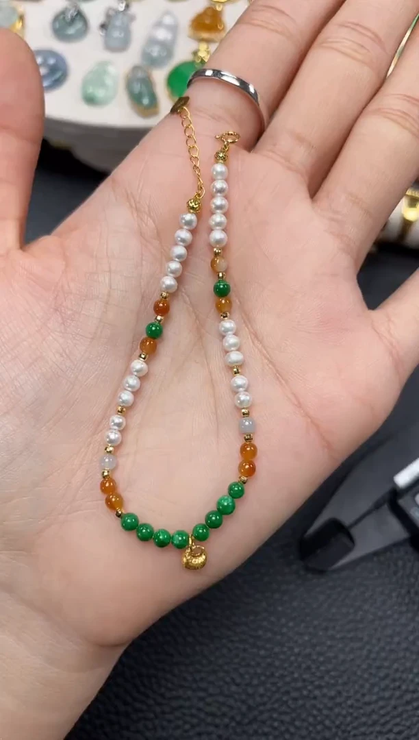 【闪购商品】翡翠套链18K金镶嵌多样性发货一个  JK162