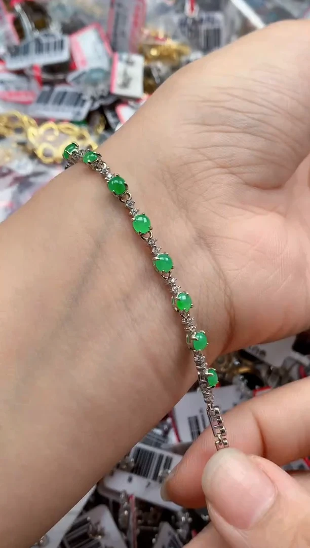 银S925镶嵌戒指翡翠天然A货缅甸翡翠