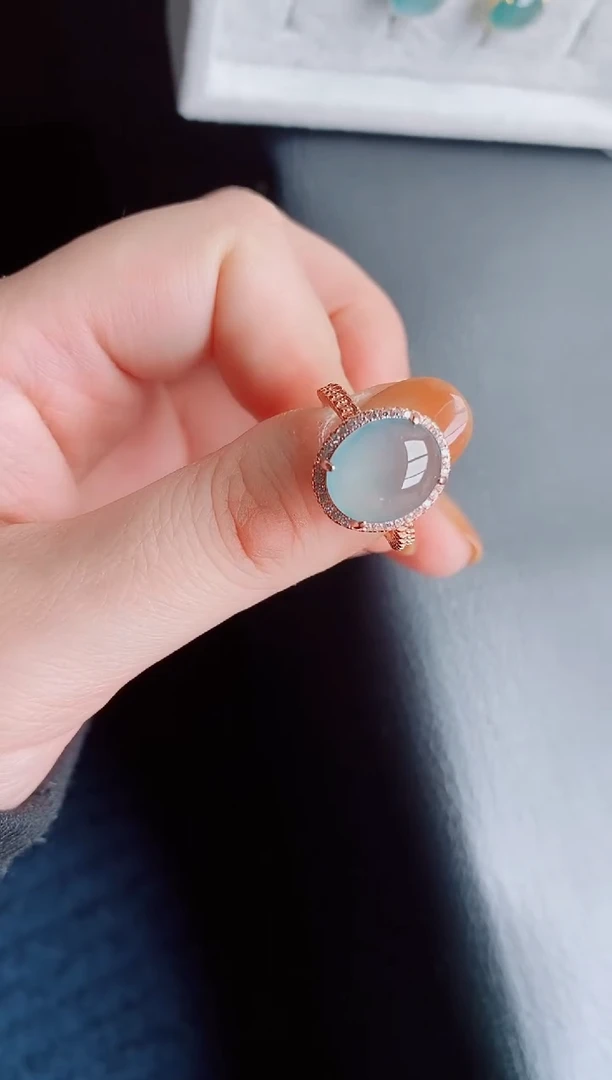 【闪购商品】翡翠戒指银S925镶嵌天然a货翡翠721