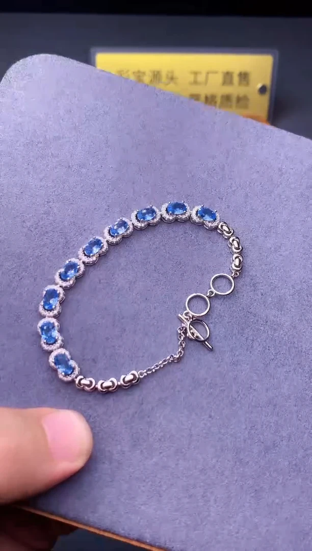 海蓝宝石手链银S925镶嵌00000