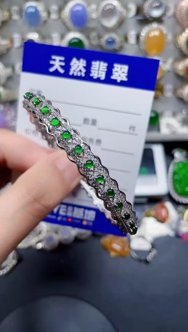 银S925镶嵌手镯翡翠123