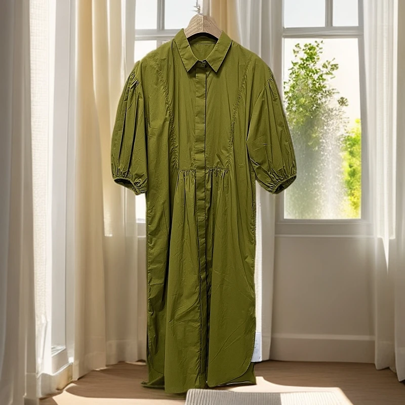 CJ089 林秀英 -C家  韩系压褶设计纯棉短袖连衣裙WAD1036