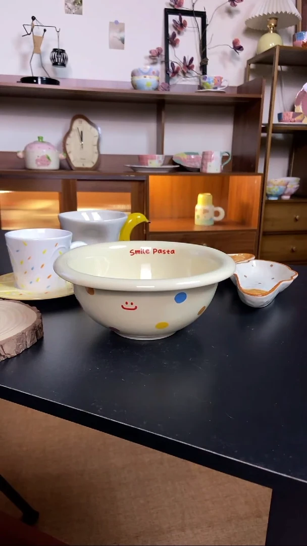 陶瓷波点笑脸碗微瑕1个