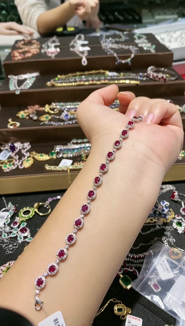 【闪购商品】红宝石手链银S925镶嵌手链