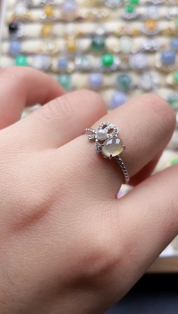 银S925镶嵌戒指翡翠4