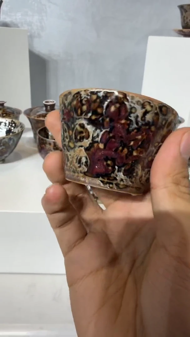 151柴房陶瓷柴烧斑鹿万佛杯