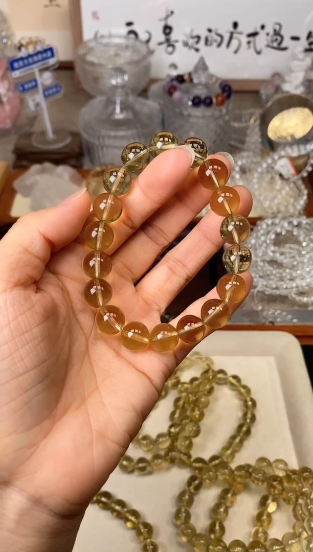 水晶手串未镶嵌11m啤酒黄水晶