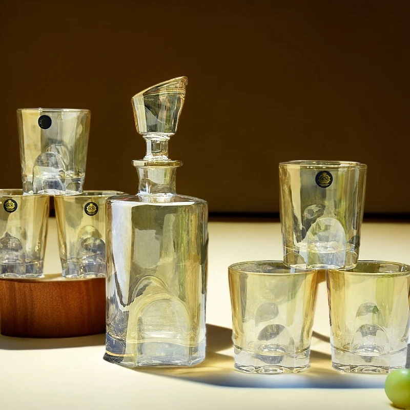 【金像馆】23#酒具电镀翡翠金个性水晶玻璃乔迁送礼酒具套装高端