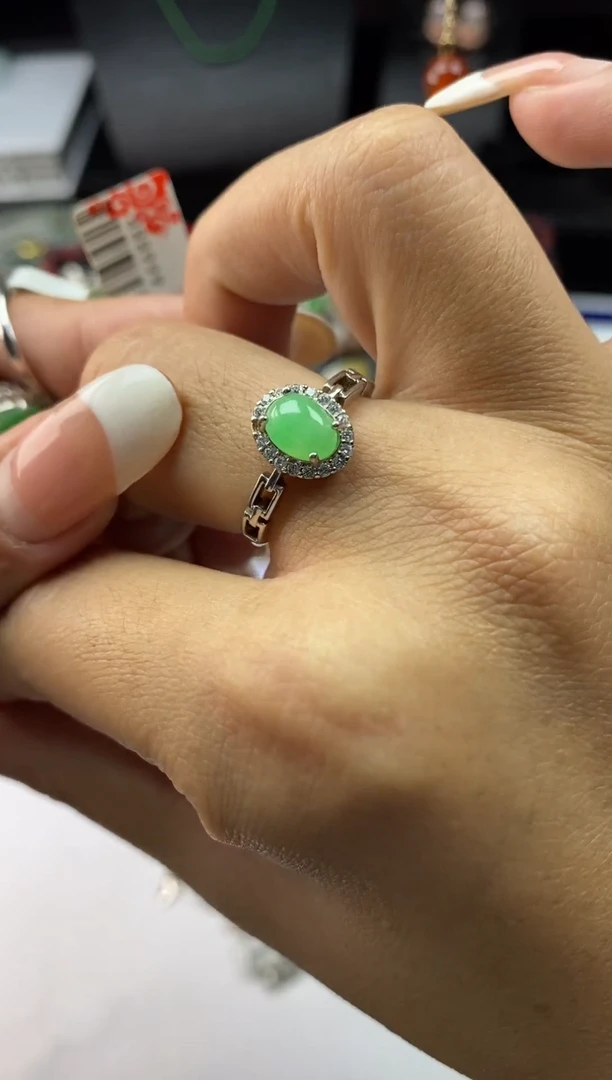 银S925镶嵌戒指翡翠1