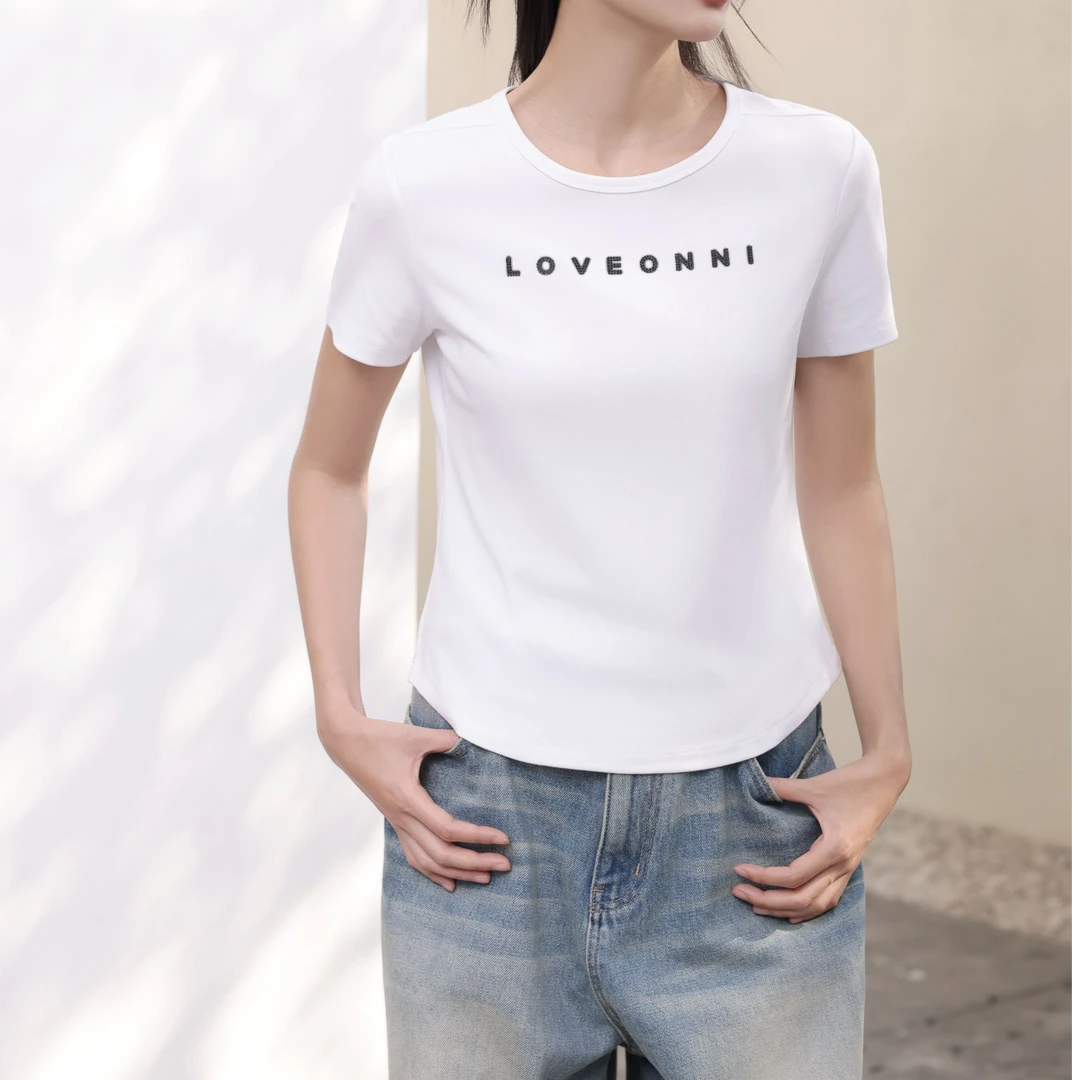 【苗姐衣橱】圆领字母多巴胺棉 短袖T恤25823