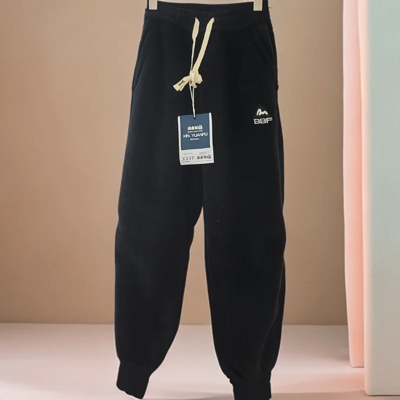 【108-黑色】青少年加厚绒休闲裤