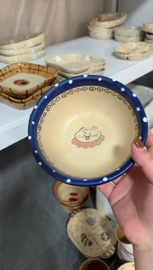 【闪购商品】蓝色猫咪碗高温瓷器