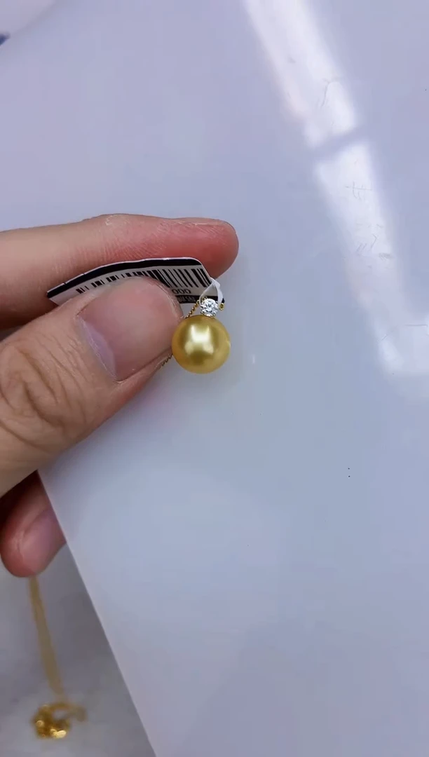 18K金镶嵌DA海水珍珠金珠吊坠10-11 ss178