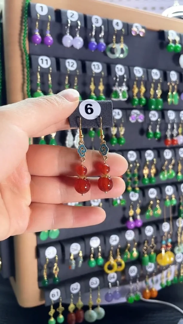 【闪购商品】南红玛瑙耳饰银S925镶嵌6