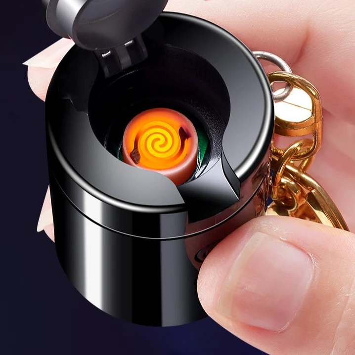 高档钥匙扣充电点火器个性迷你随身携带多功能打火机