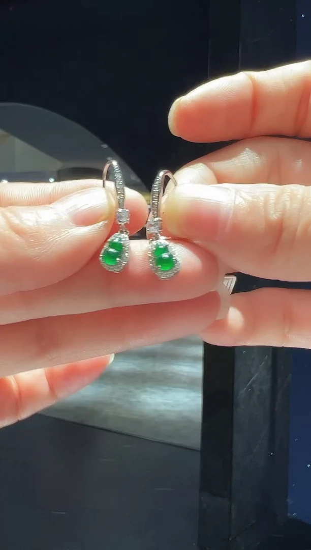 【闪购商品】翡翠耳饰银S925镶嵌19】多样性发其一