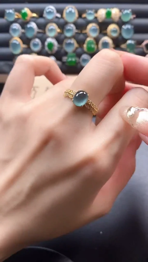 银S925镶嵌戒指翡翠51151