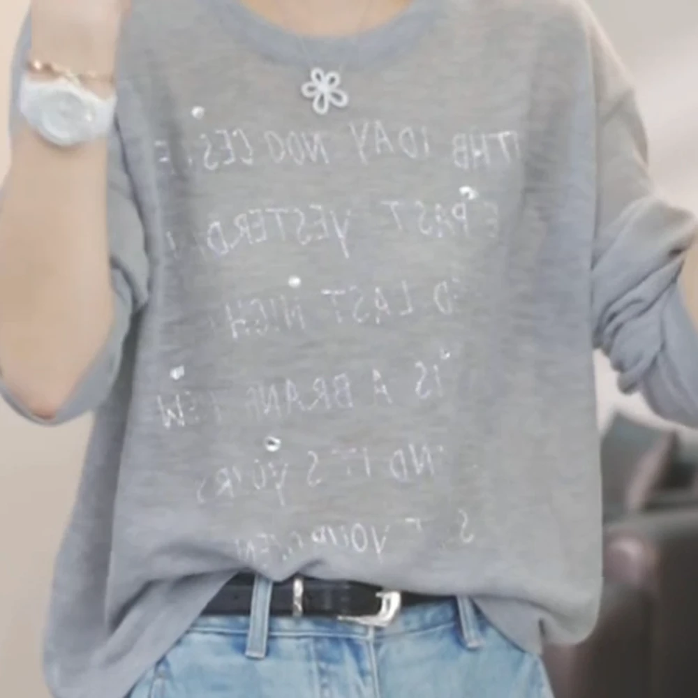 长袖T恤内搭宽松休闲百搭上衣长袖防晒罩衫夏H