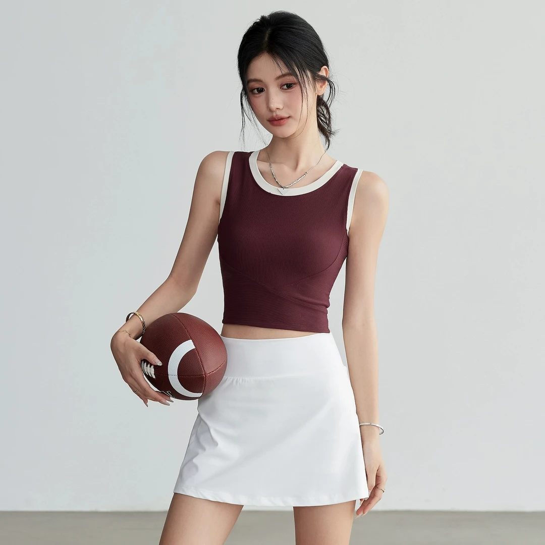 健身女孩一体式运动背心专业防震跑步内衣普拉提训练瑜伽服上衣夏