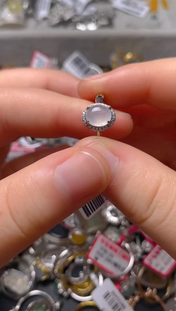 银S925镶嵌戒指翡翠百内无证书