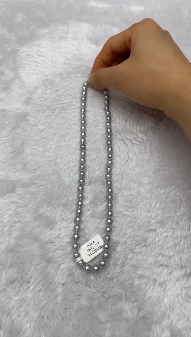 海水珍珠银S925镶嵌项链AK真多麻6.5-7mm