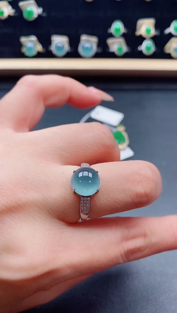 银S925镶嵌戒指翡翠1