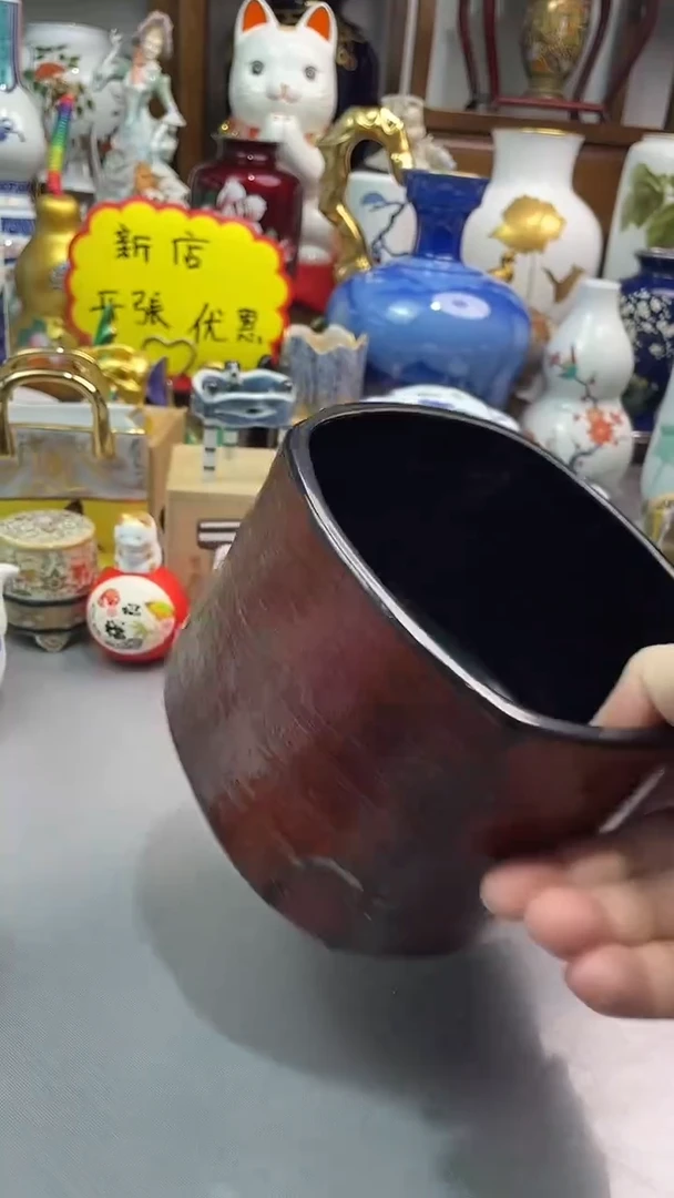 瓷片大漆实木建水