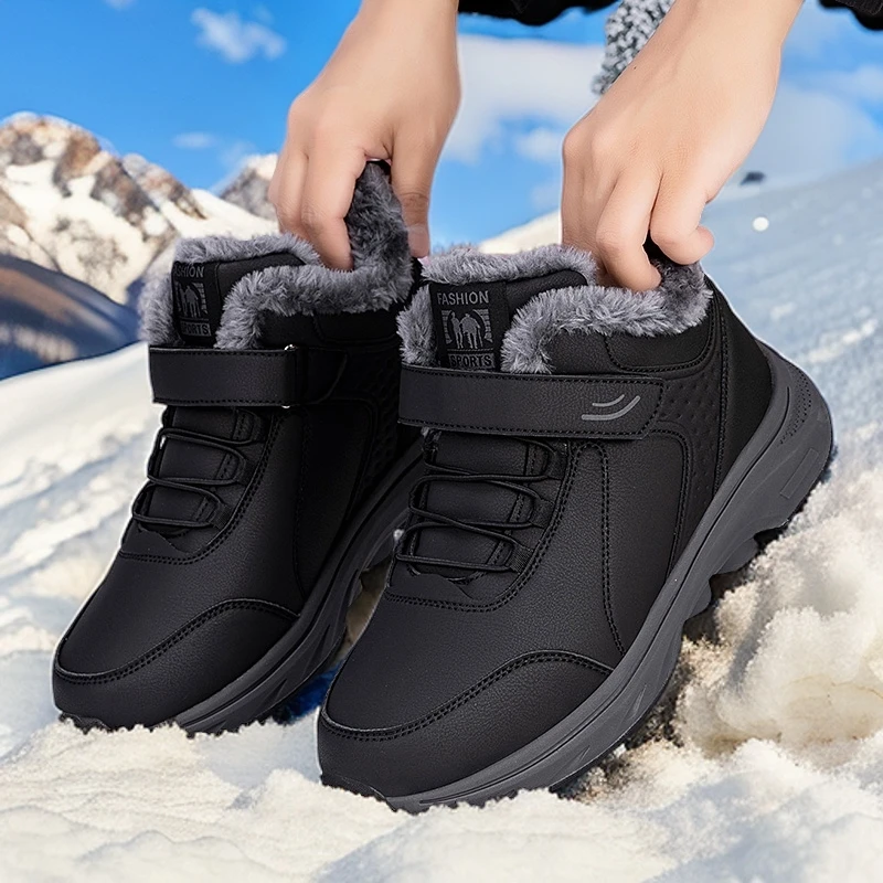 足力健安全老人鞋男款冬季加绒保暖鞋中老年运动鞋老年冬季旅游鞋