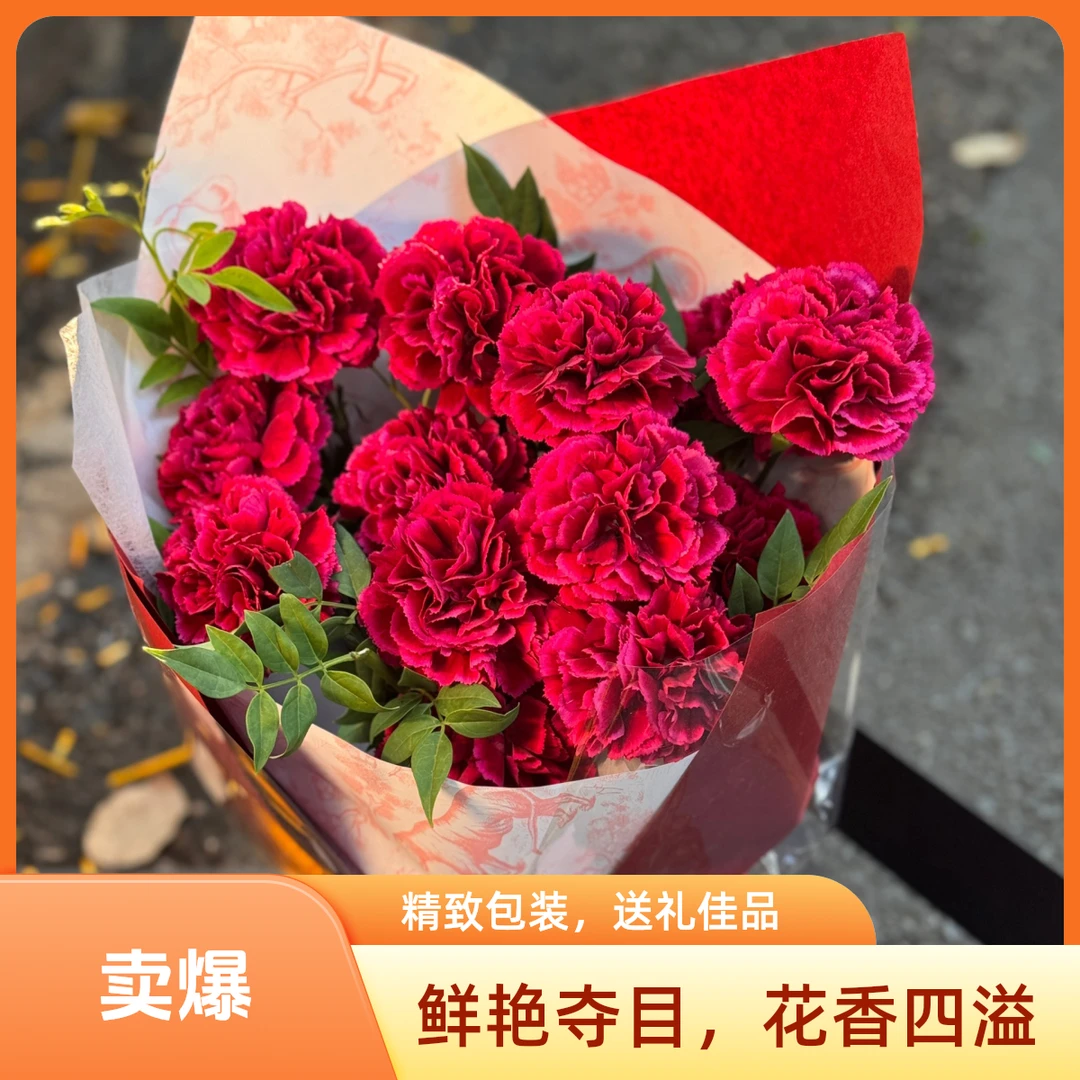 【母亲节复古红色康乃馨，为爱献礼】送妈妈专属，复古红色康乃馨主花