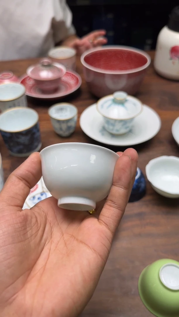 梅*清本源 薄胎内印甜白·海水纹·蛋杯