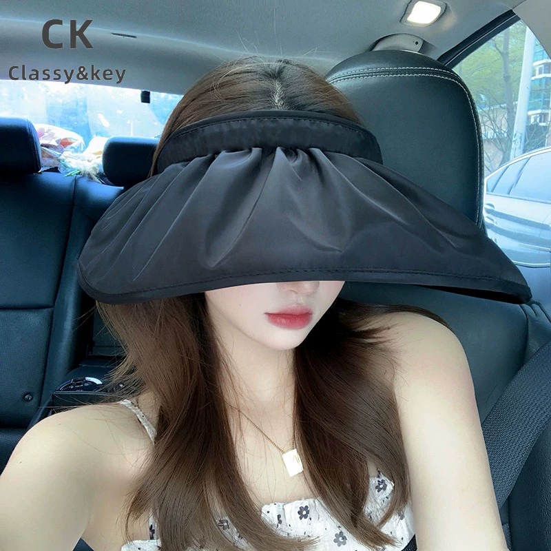 Classy key新加坡设计师联名款黑胶防晒帽女空顶遮阳帽时尚太阳帽