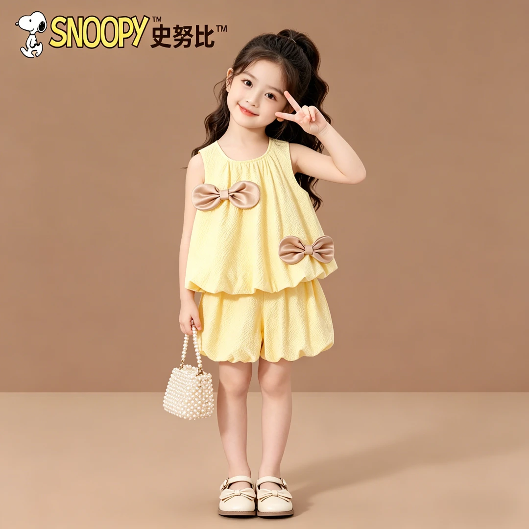 Snoopy/史努比2026夏装两件套衣服夏季童装女宝洋气蝴蝶柠檬套装